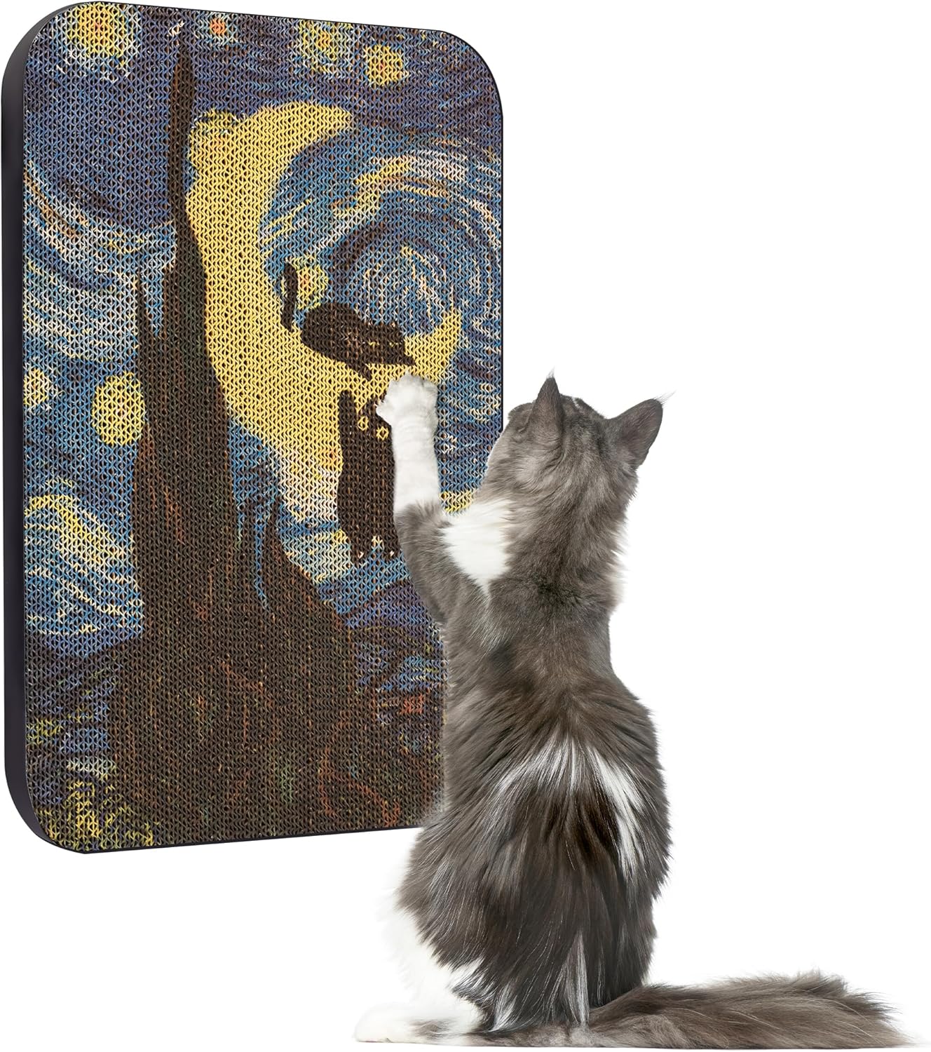 Art Cat Scratcher, Wall-Mountable Cat Scratching Board, Cat Wall Scratcher 16.7x11x1 Inch Cat Scratch Pad and Cat Scratchers for Indoor Cats Toy Furniture Protector（Starry Night）