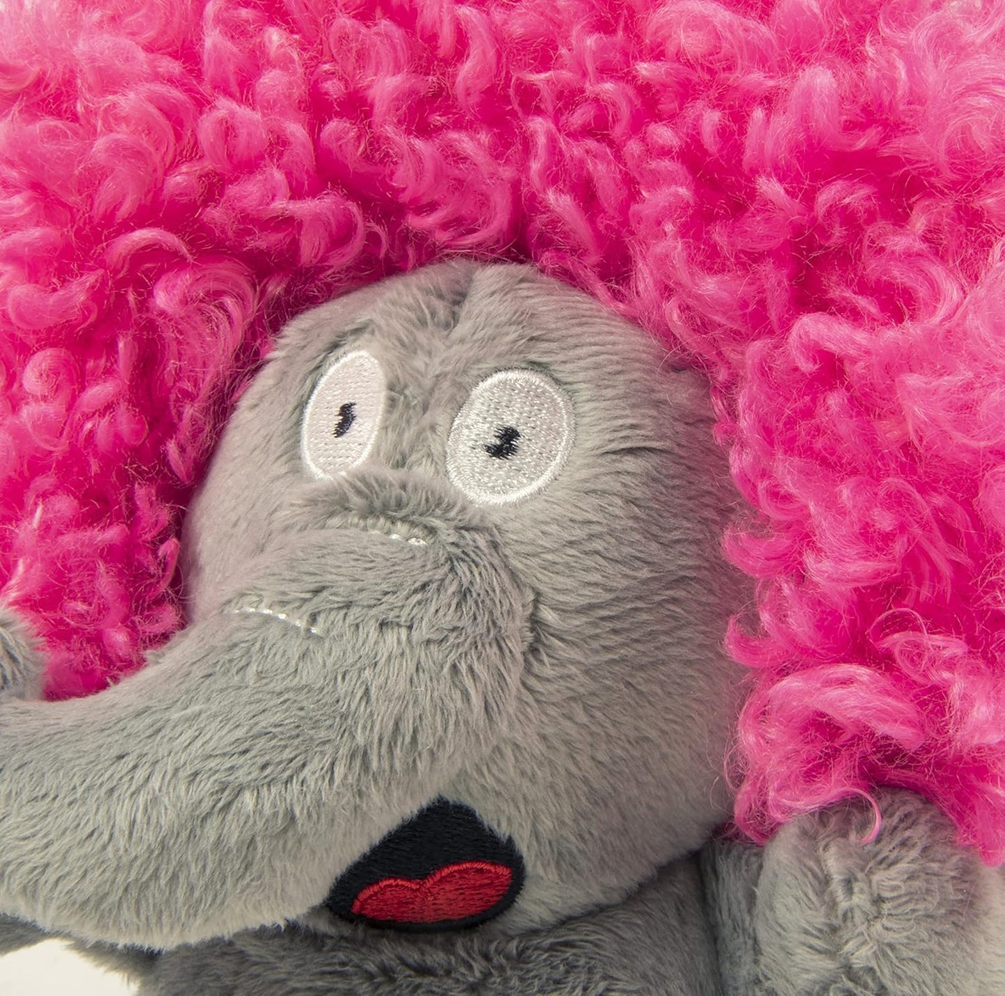 goDog Crazy Hairs Elephant Silent Squeak Plush Dog Toy, Chew Guard Technology - Gray, Small