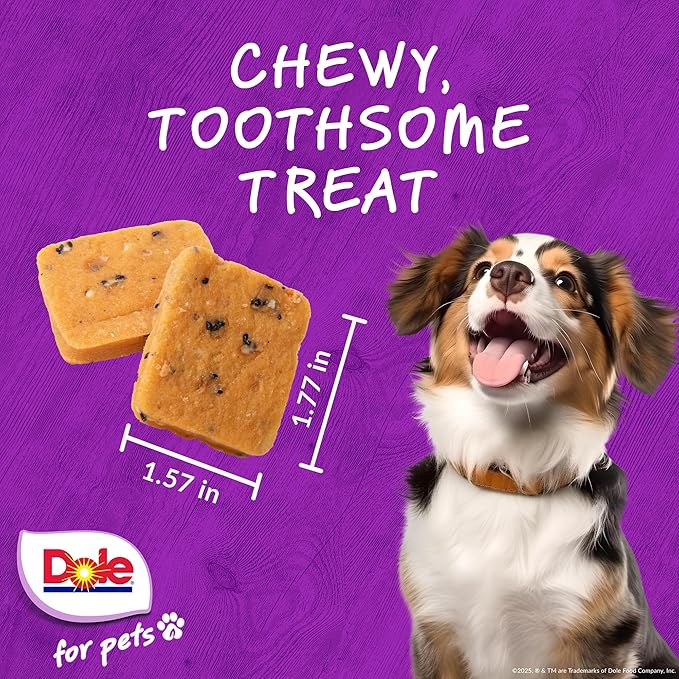 Dole for Pets Fruit Jerky Bites Dog Treats, Banana and Dragon Fruit, 6oz | Flavored with Real Fruits, No Wheat, Corn, Soy, Artificial Flavors, Colors, or Preservatives