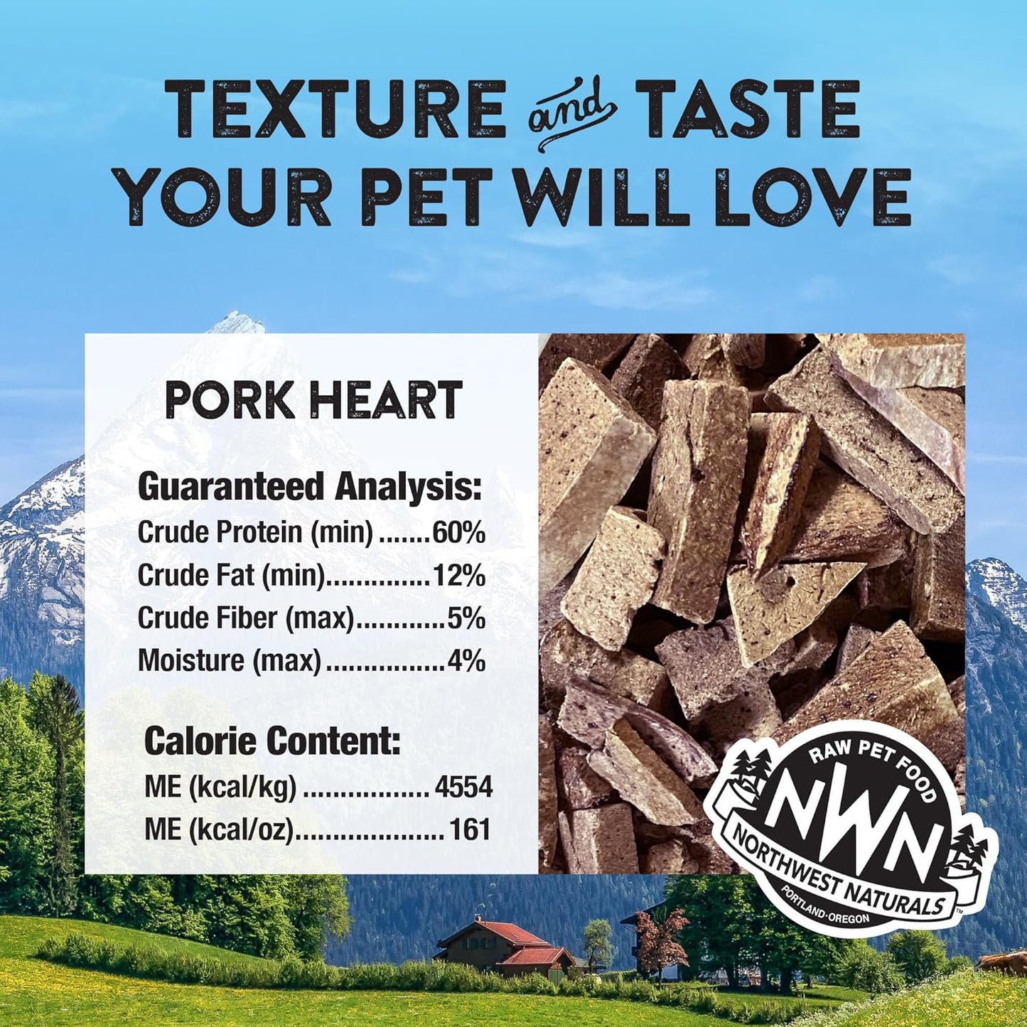 Northwest Naturals Raw Rewards Freeze-Dried Pork Heart Treats for Dogs and Cats - Bite-Sized Pieces - Healthy, 1 Ingredient, Human Grade Pet Food, All Natural, Proudly Made in USA, 10 Oz