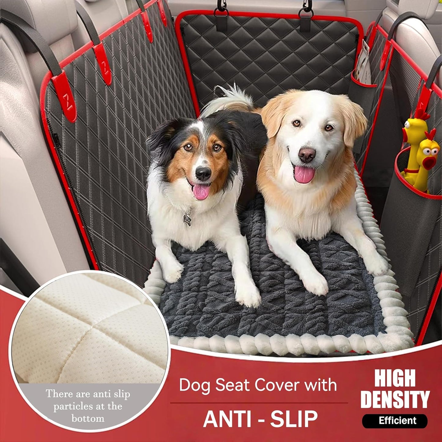 Dog Car Seat Cover for Back Seat, Big Dog Bed for Car, Suitable for Back Seat Extender for Dogs，Backseat Pet Bed Mat，Non-Slip Travel Pet Mat (White Dark Gray, 24.8"x54")