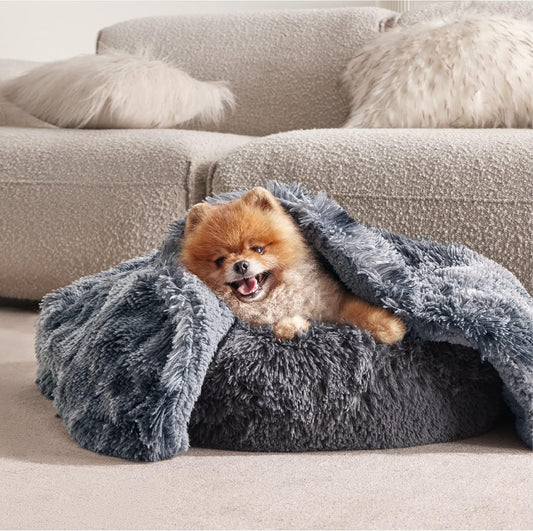 Bedsure Waterproof Dog Blankets for Small Dogs - Cat Blanket for Couch Protector Washable Long Faux Fur,Calming Soft Reversible Throw Furniture Protection for Puppy Pet, 25"x35", Tie-dye Grey