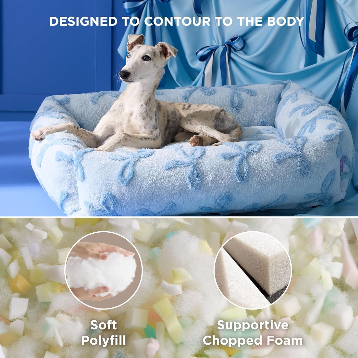 Lesure Cute Dog Bed for Medium Dogs - Washable Pet Beds,Cozy Rectangle Orthopedic Sofa with Jacquard Shaggy Plush & Anti Slip Bottom,30x24x8inches