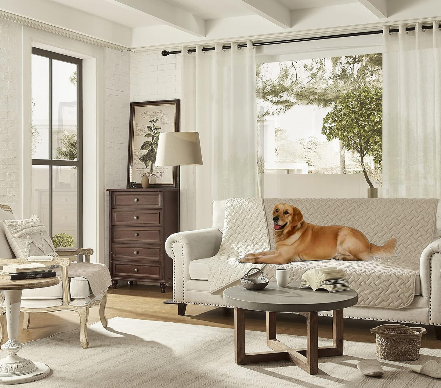 gogobunny 100% Double Sided Waterproof Dog Blanket Soft Bed Pet Cover Reversible Protect Furniture Couch Sofa Car for Puppy Cat Kids (Dark Beige/Light Beige, 30x30 Inch (Pack of 1))