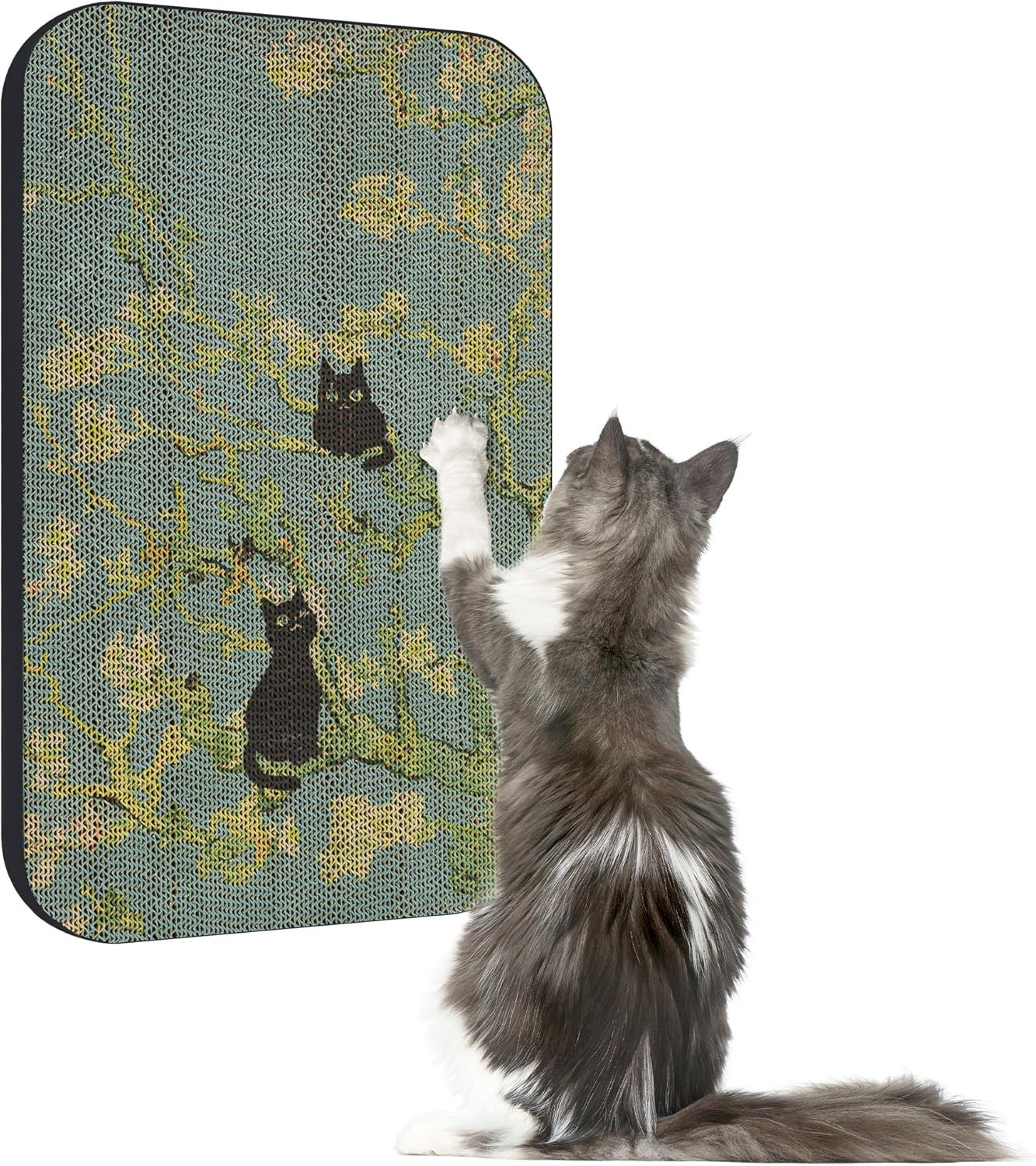 Art Cat Scratcher, Wall-Mountable Cat Scratching Board, Cat Wall Scratcher 16.7x11x1 Inch Cat Scratch Pad and Cat Scratchers for Indoor Cats Toy Furniture Protector（Almond Blossom）