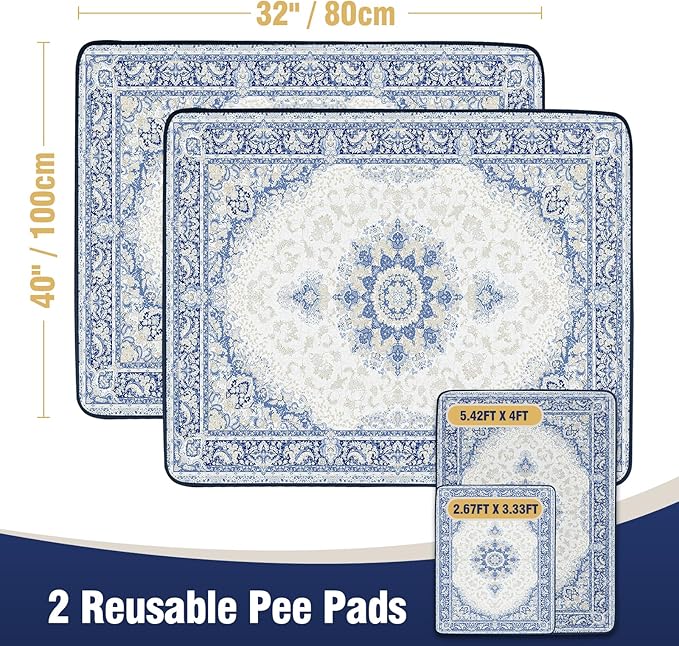 Washable Pee Pads for Dogs 32"x40" (2 Pcs), Reusable Dog Pads Extra Large, Super Absorbent Puppy Pads XL, Waterproof & Leak-Proof Dog Pee Pads, Non-Slip Training Pads for Pet Housebreaking