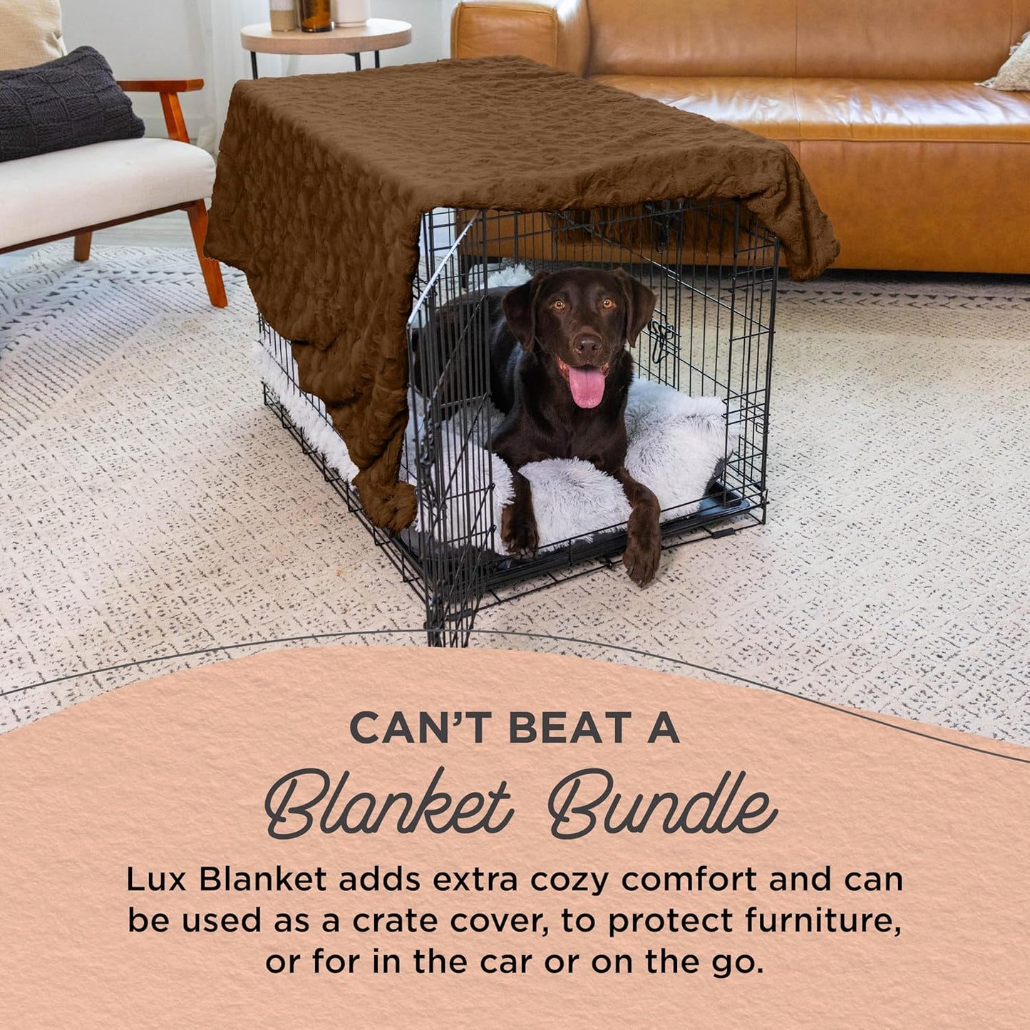 Best Friends by Sheri Bundle Set The Original Calming Lux Donut Cuddler Cat and Dog Bed + Pet Throw Blanket, Dark Chocolate, Large, 36x36