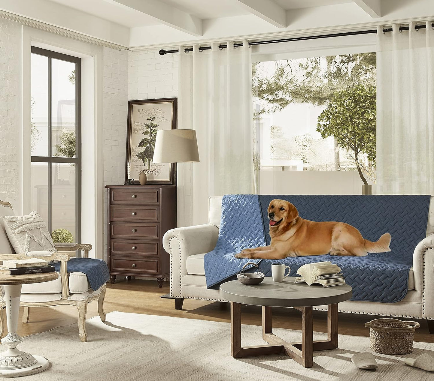 gogobunny 100% Double Sided Waterproof Dog Blanket Soft Pet Bed Cover Reversible Protect Furniture Couch Sofa Car for Puppy Cat Kids (Dark Blue/Light Blue, 40x50 Inch (Pack of 1))