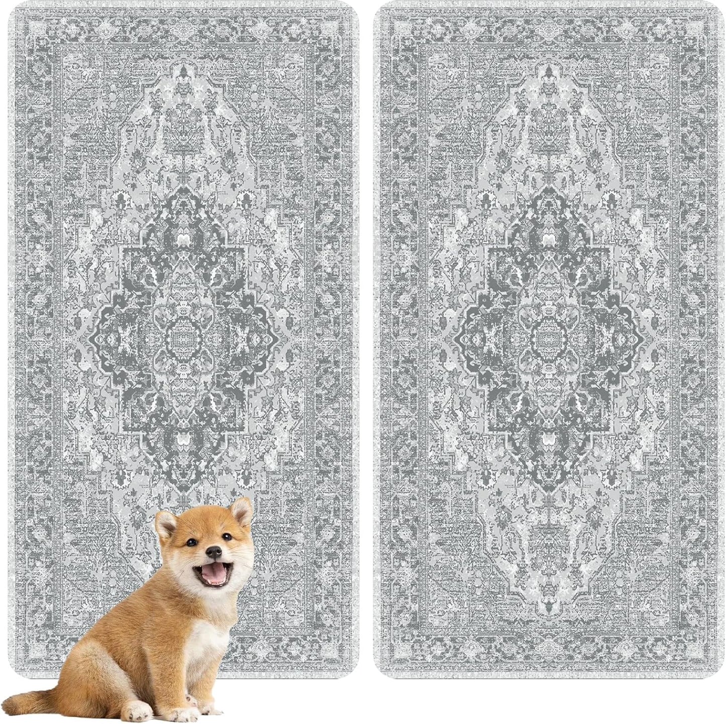 nunubaby 4PACK Washable Pee Pads for Dogs, Stylish, Non-Slip and Leak-Proof Pee Pads. Reusable Potty Pads for Dogs for Crates and Floors.(Gray/Geo, 24" x48")