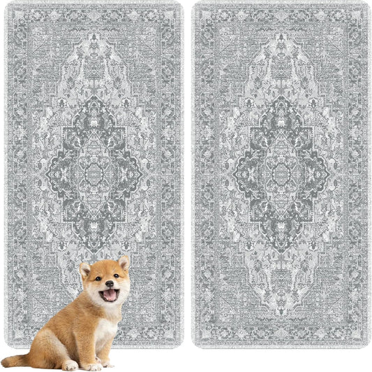 nunubaby 4PACK Washable Pee Pads for Dogs, Stylish, Non-Slip and Leak-Proof Pee Pads. Reusable Potty Pads for Dogs for Crates and Floors.(Gray/Geo, 24" x48")