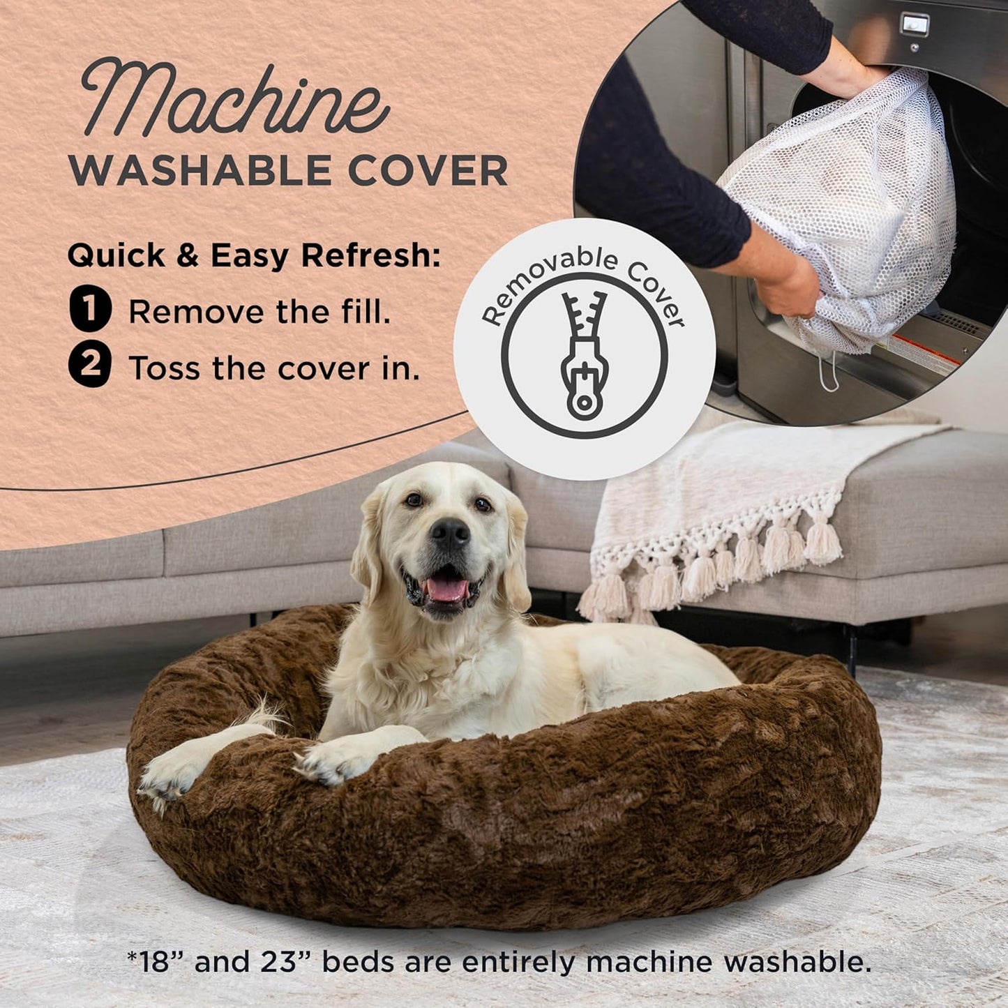 Best Friends by Sheri Bundle Set The Original Calming Lux Donut Cuddler Cat and Dog Bed + Pet Throw Blanket, Dark Chocolate, Large, 36x36