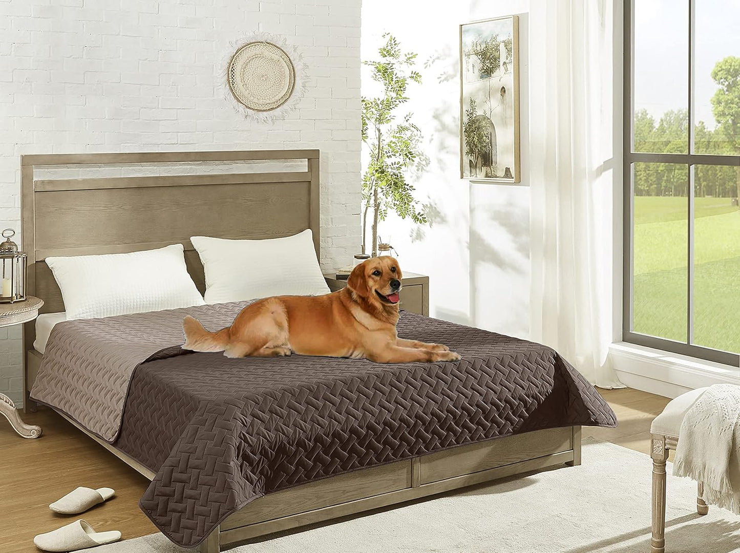 gogobunny 100% Double Sided Waterproof Dog Blanket Soft Pet Bed Cover Reversible Protect Furniture Couch Sofa Car for Puppy Cat Kids (Dark Chocolate/Light Chocolate, 82x102 Inch (Pack of 1))