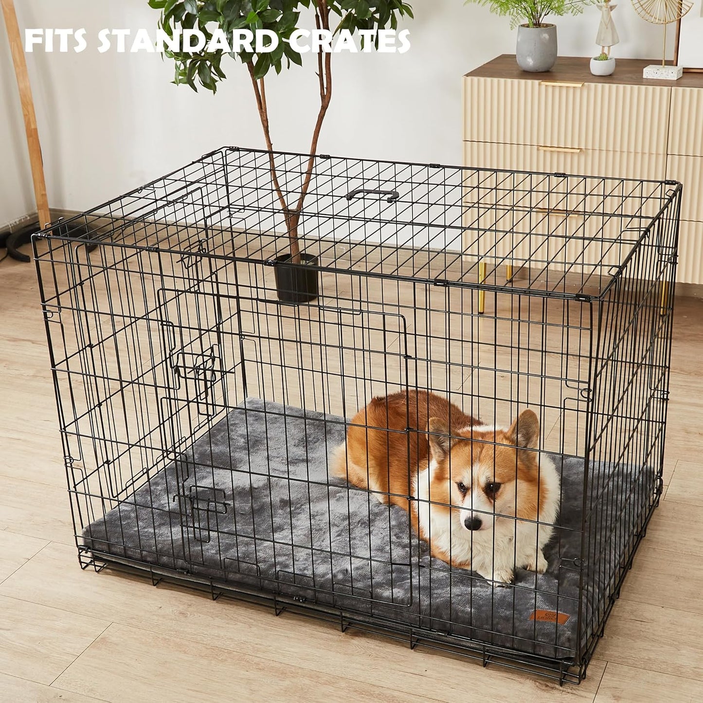 Memory Foam Dog Crate Pad, Medium, 30-inch, Grey - Orthopedic Pet Bed Mat with Waterproof Lining, Removable Washable Cover, for Dogs & Cats