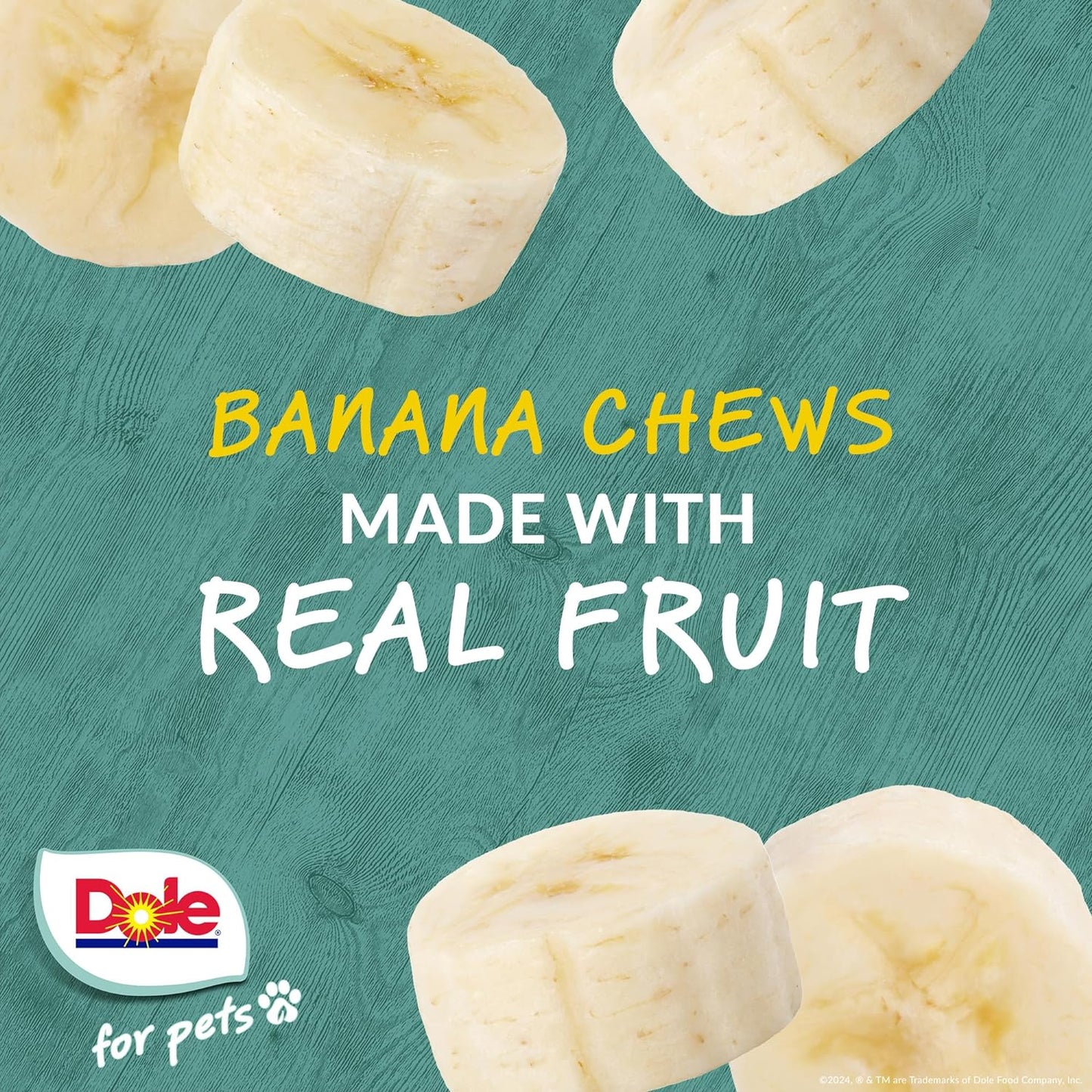 Dole for Pets Freshly Fetched Lasting Chew, Banana Flavor Dog Treats | Flavored with Real Fruit, No Wheat, Corn, Soy, Artificial Flavors, Colors, Preservatives, or Animal Products, 8 Ounce - 6 Pack