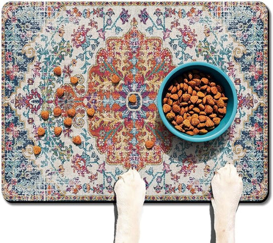 Pet Feeding Mat for Floors Waterproof Dog Mat for Food and Water Absorbent Quick Dry Non Slip mat for Cat Bowls