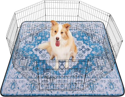 LOOBANI Washable Pee Pads for Dogs, 2 Pack Super Absorbent Reusable Puppy Pads Leakproof Dog Traning Pads, Waterproof Non-Slip Whelping Pad for Floor, Playpen, Crate, Couch-72 x72 (Blue)