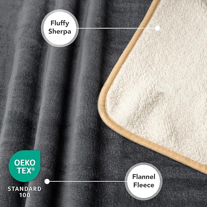 PetAmi Waterproof Dog Blanket for Extra Large Dogs, Pee Proof Pet Blanket for Bed Couch, Reversible Water Proof Blanket for Puppy Indoor Cat, Soft Dog Crate Cover Washable, Queen 90x90 Gray/Beige