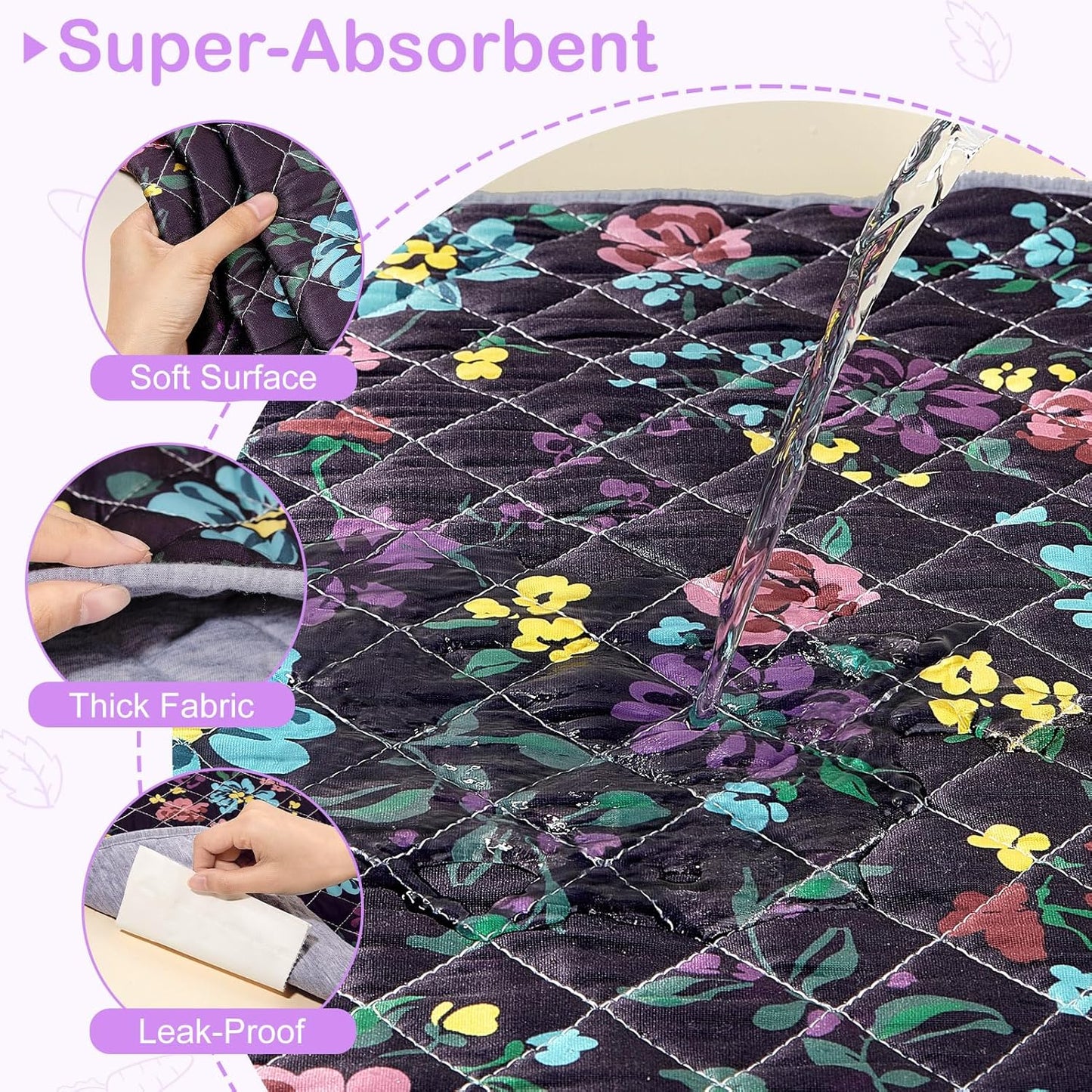 Bienbee Guinea Pig Bedding, 2 Pack 47" x 24" Reusable Guinea Pig Cage Liner Waterproof and Absorbent Small Animal Bedding Washable Pee Pads for Small Pet Hamster Rabbit Squirrel, Vintage Flowers