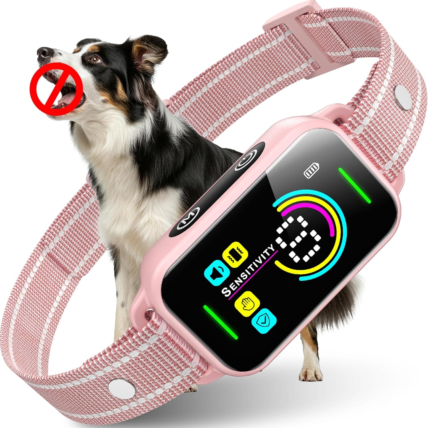 DINJOO Dog Bark Collar for Large/Medium/Small Dogs | Rechargeable Smart AI Anti-Barking Training Collar with 8 Adjustable Sensitivity, Beep & Vibration Modes | Solves Excessive Barking - Rose Pink