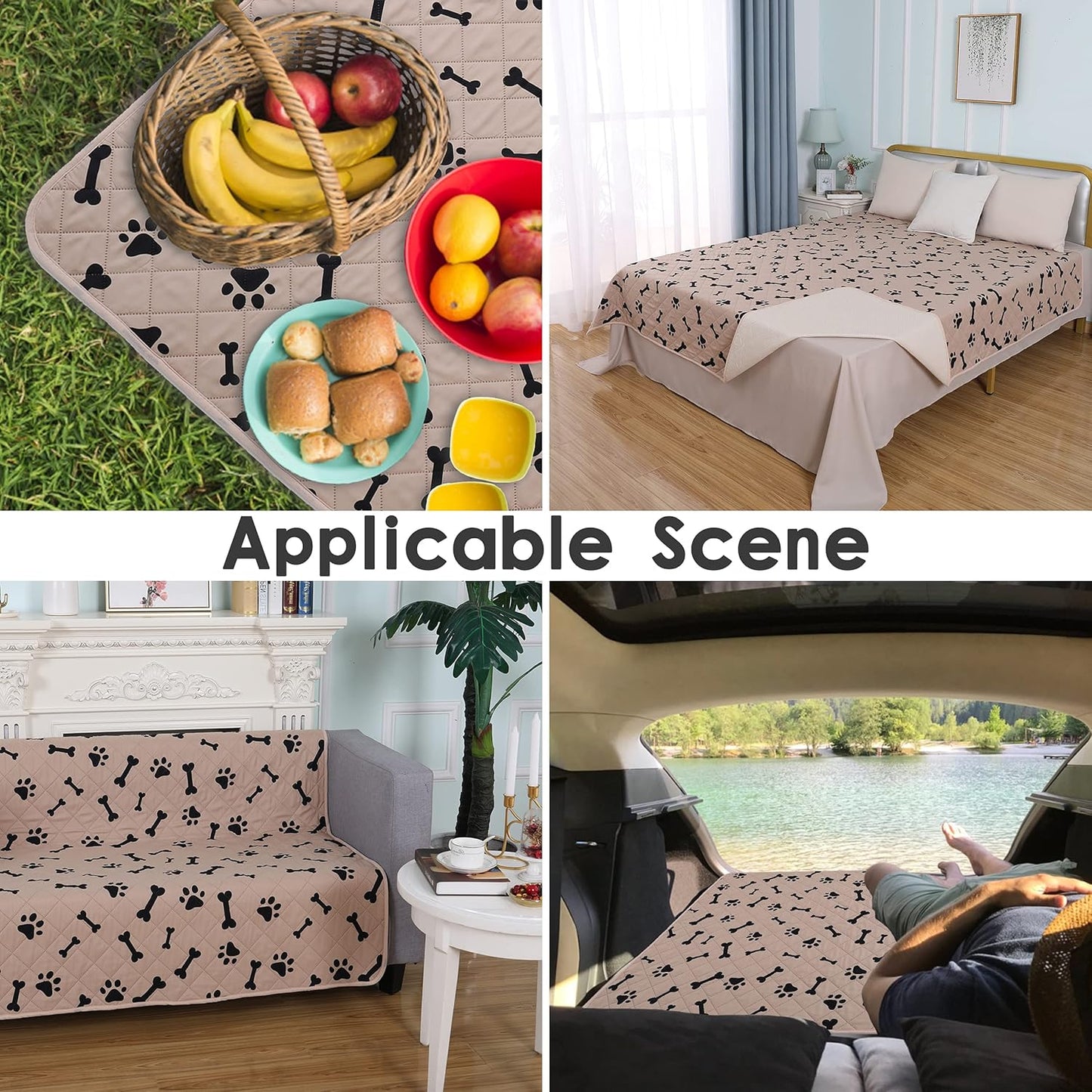 nanbowang Waterproof Blankets for Dogs Dog Bed Covers for Large Dogs, Water Absorb Training Pads (5282 Beige)