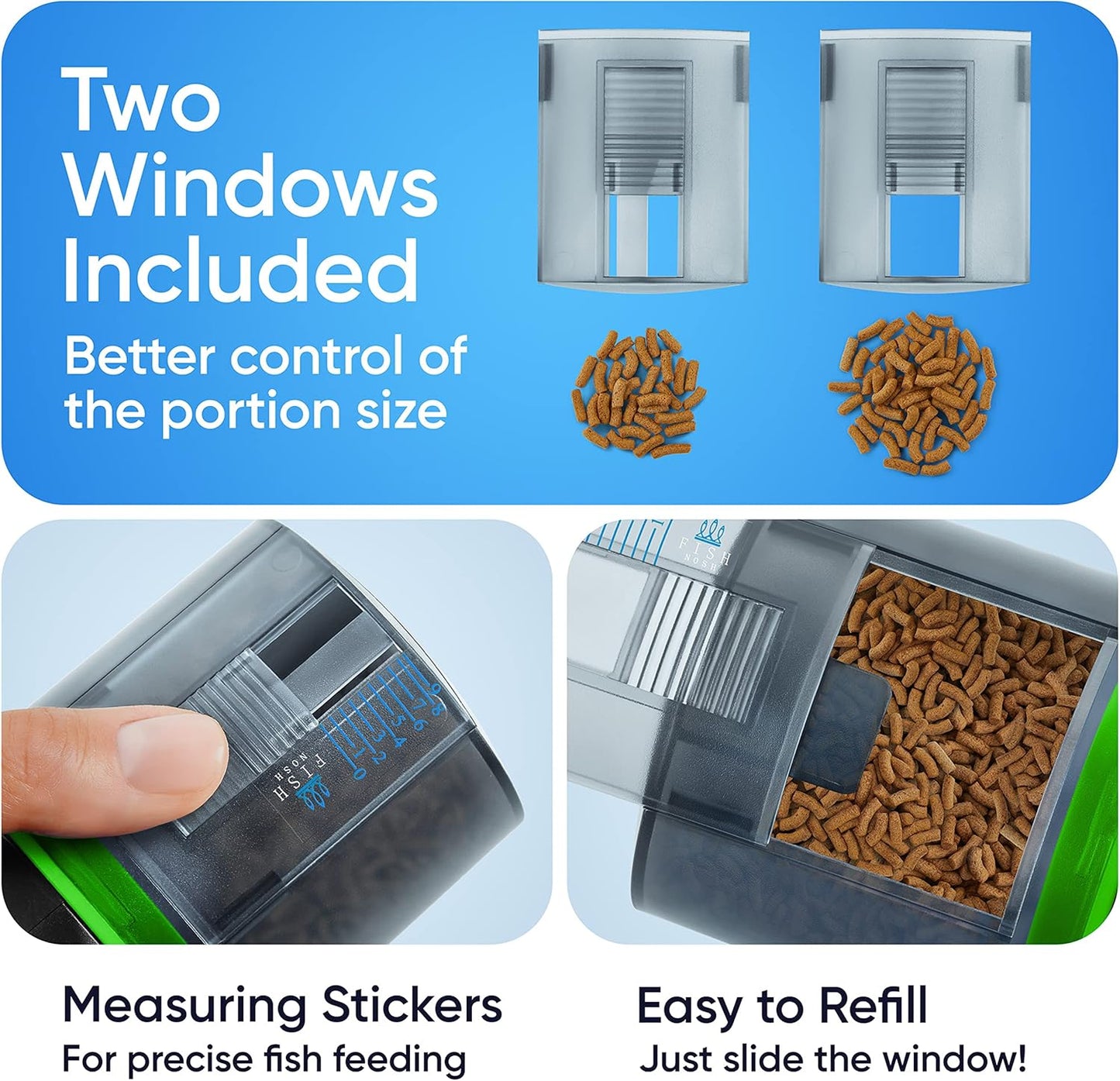 FISHNOSH Automatic Fish Feeder for Aquarium - New Generation 2025, Auto Food Dispenser with Timer for Small Tank, Big Aquariums & Pond (Green)