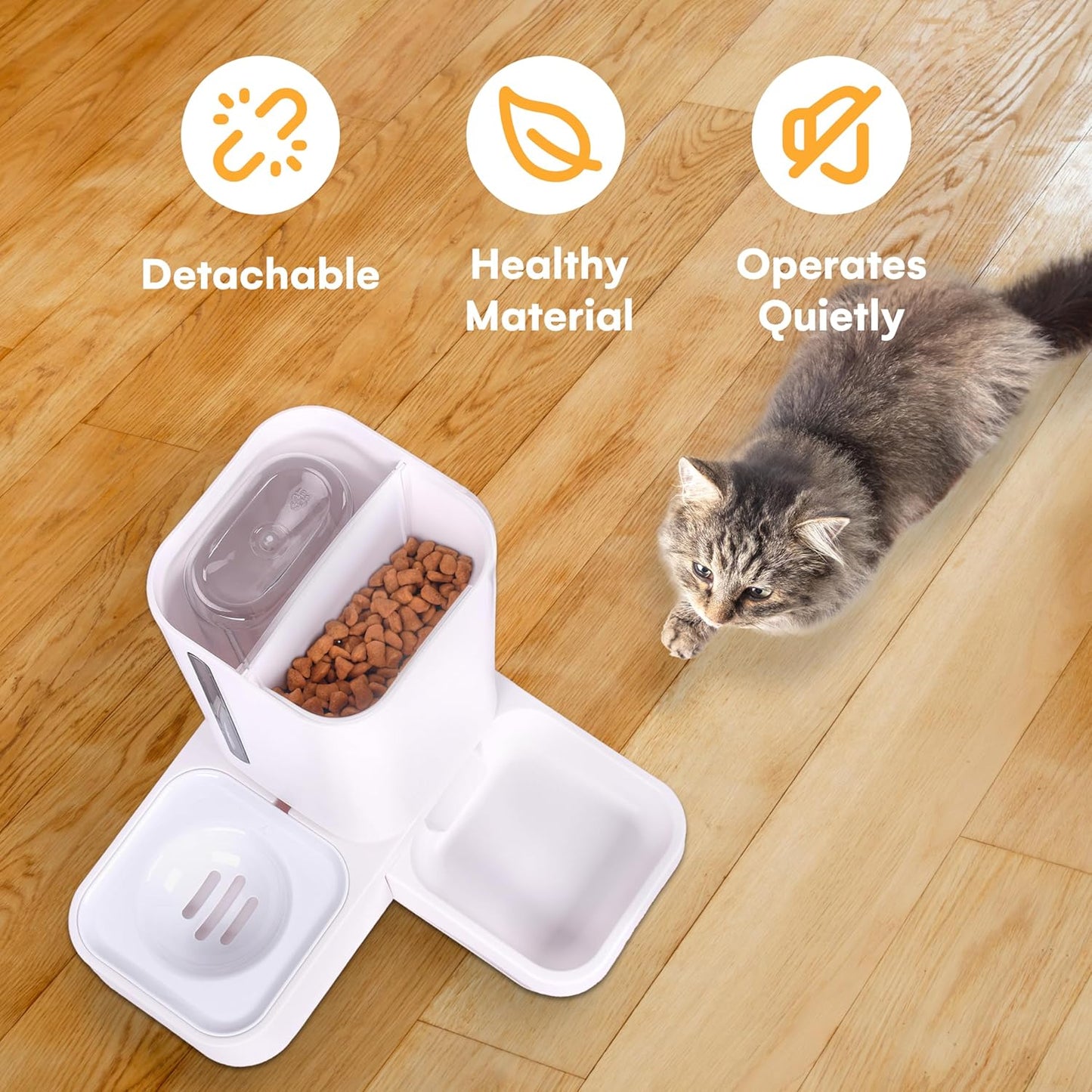 Automatic Feeder for Dogs and Cats - Gravity Feeder Bowl - Pet Water Dispenser -12.5 x 12.5 x 12.2 inches - Self-Feeding Food Dispenser for Small to Large Pets - Dry Food Station