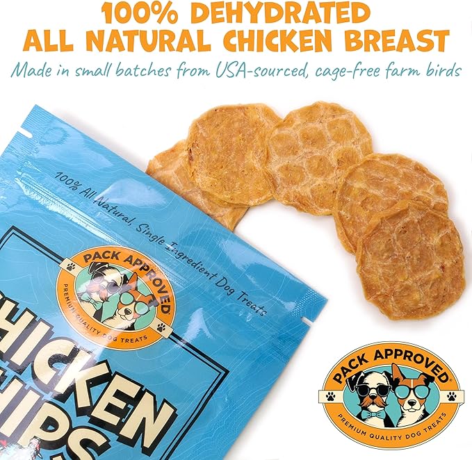 Chicken Chips - Crunchy, Single Ingredient Dog Treat -100% All Natural Chicken Breast - 12oz