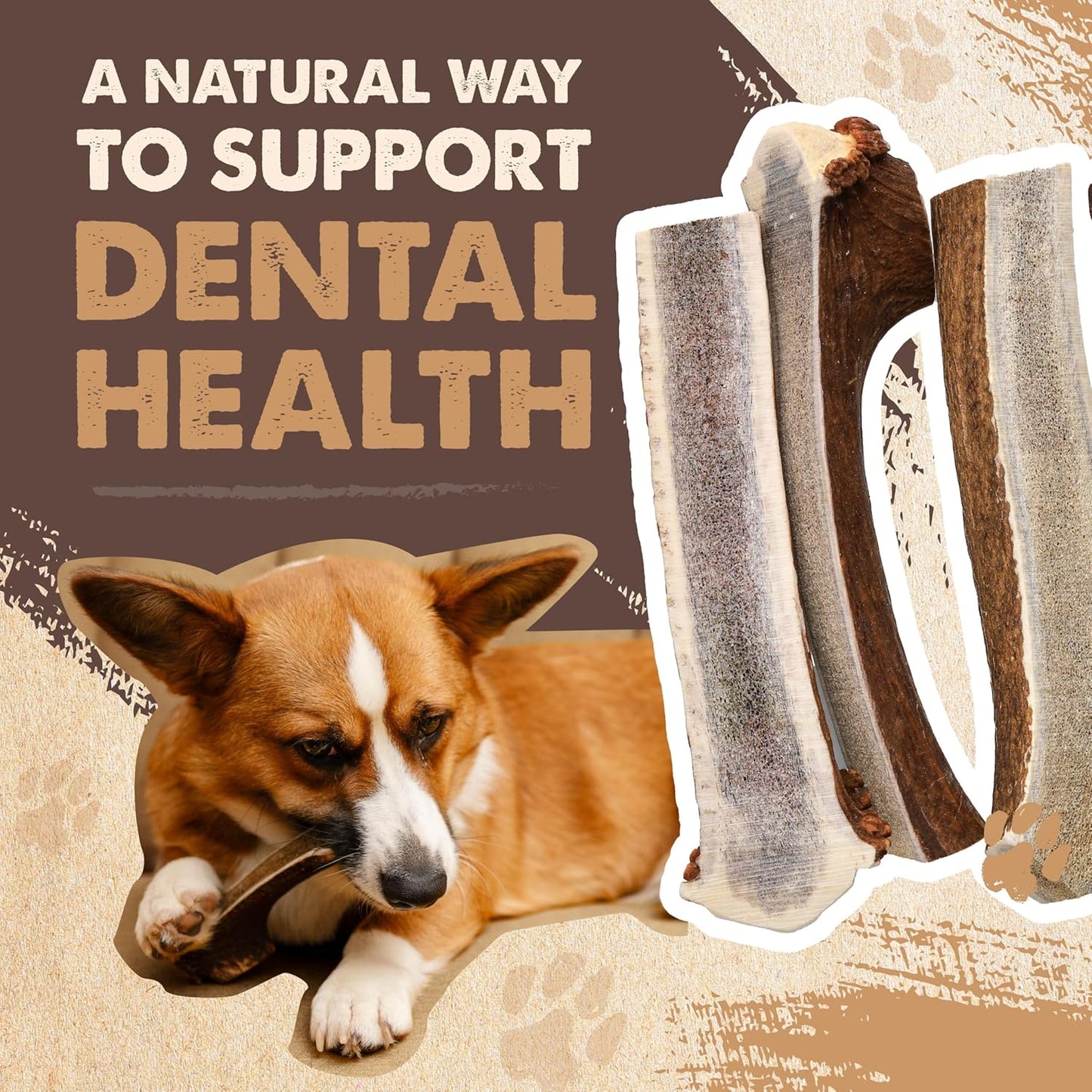 Mighty Paw Naturals Split Elk Antler for Dogs | USA Sourced, Long Lasting Chew for Aggressive Chewers – Low Odor, Natural Alternative to Dog Toys