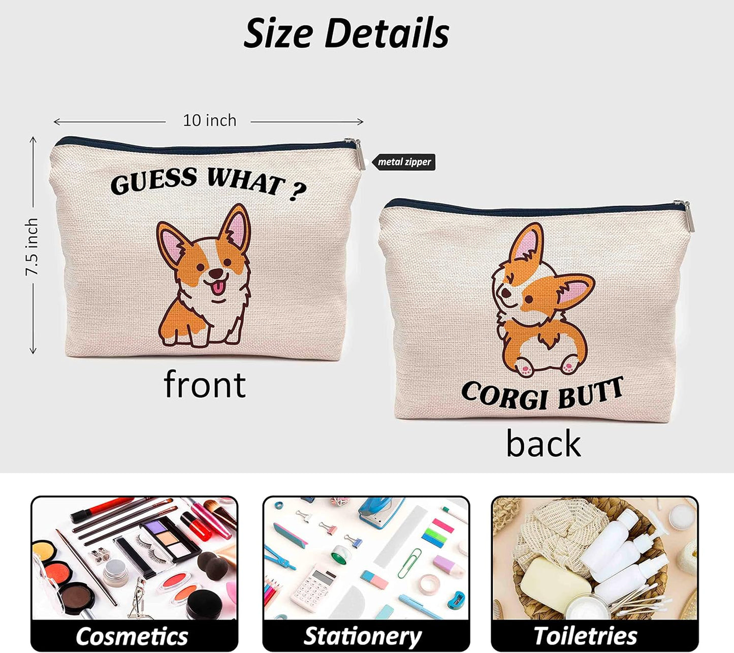 IWXYI Corgi Dog Make up Bag,Corgi Gifts For Corgi Lovers,Cute Corgi Make up Bag,Corgi Gifts