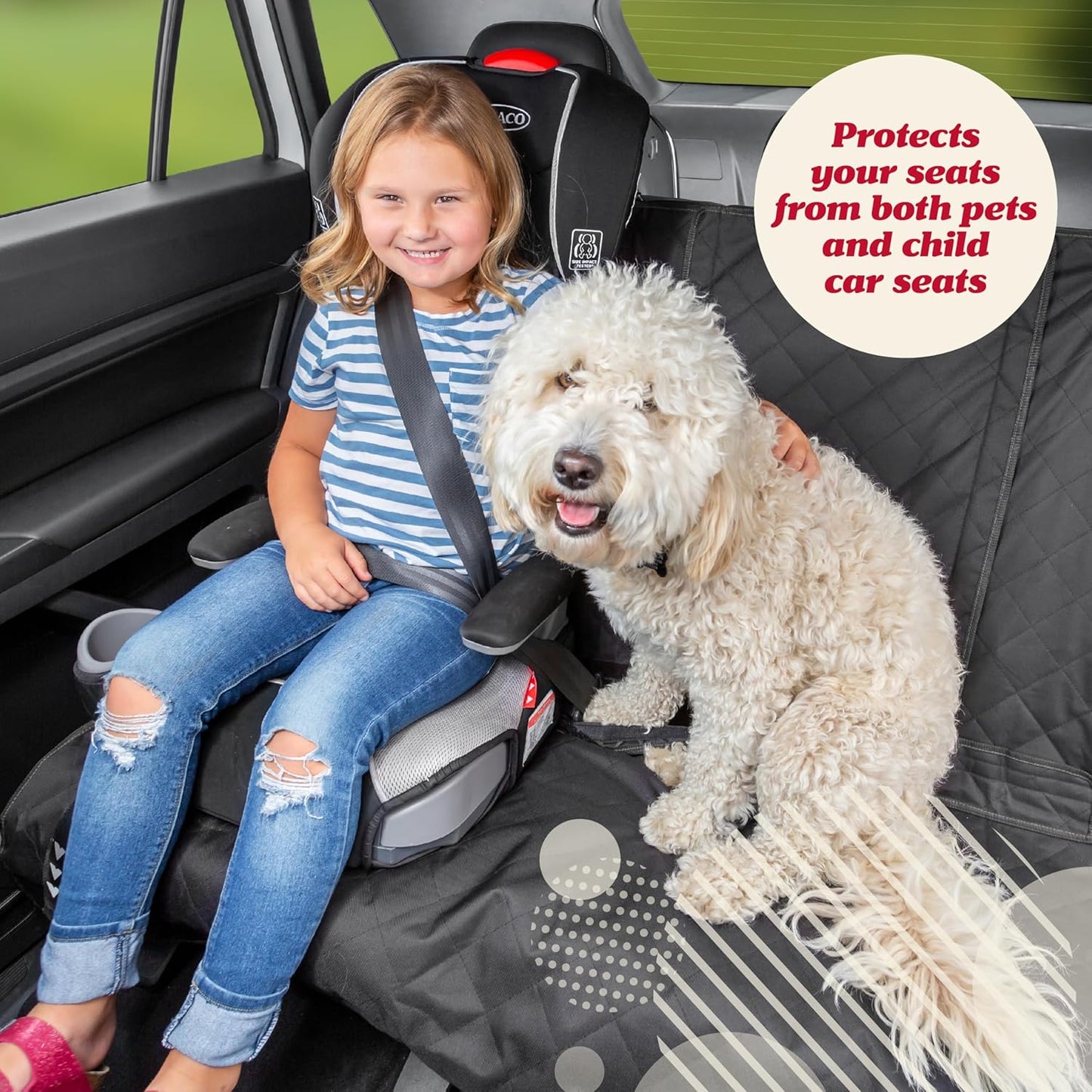 Lusso Gear Car Seat Cover for Dogs - Premium Waterproof Oxford Fabric - Universal Fit - Non-Slip Rear Cover & Protector, Car Accessories for Trucks & SUVs (Black)