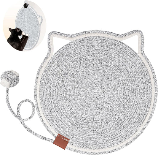 Cat Scratcher Mat, Natural Cotton Rope Cat Scratch Pad, 15.7'' Round Horizontal Floor Cat Scratching Pads for Indoor Cats, Cat Furniture Protector for Wall, Couch, Carpets, Sofas