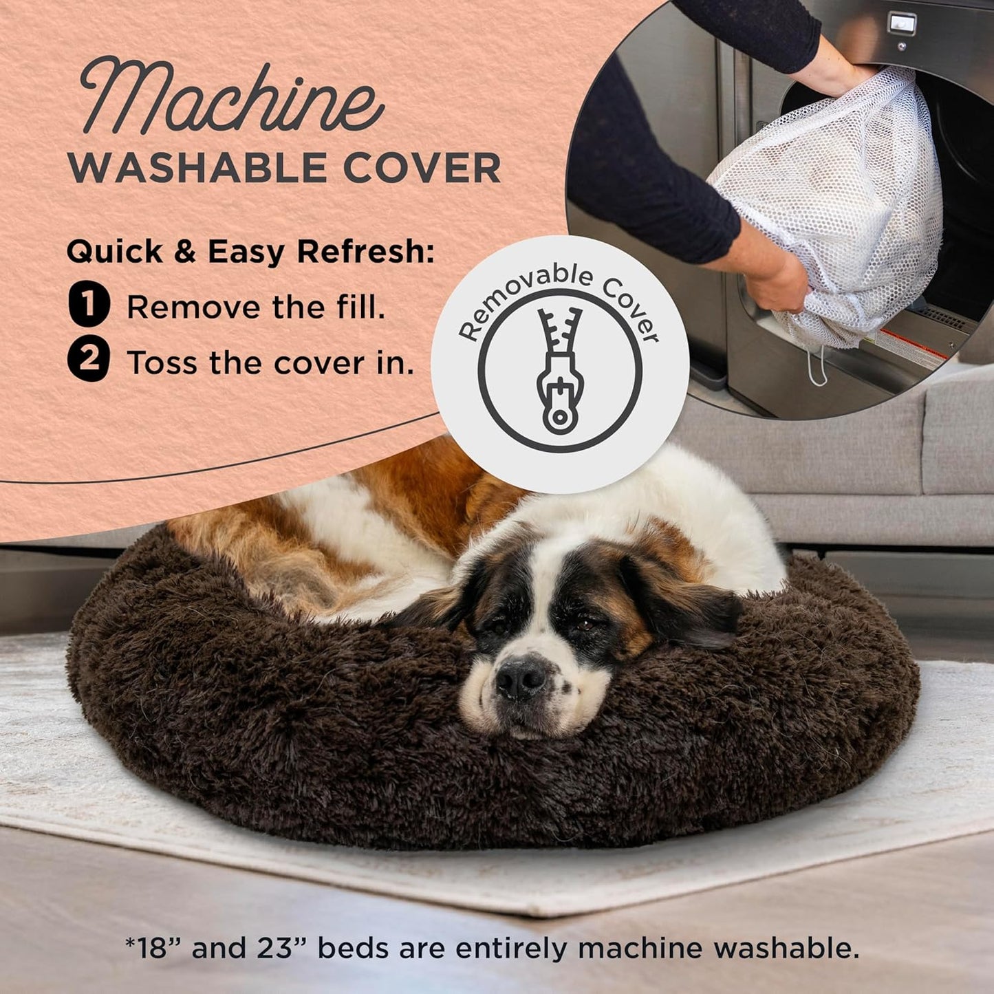 Best Friends by Sheri Bundle Set The Original Calming Shag Donut Cuddler Cat and Dog Bed + Pet Throw Blanket, Dark Chocolate, Extra Large, 45x45