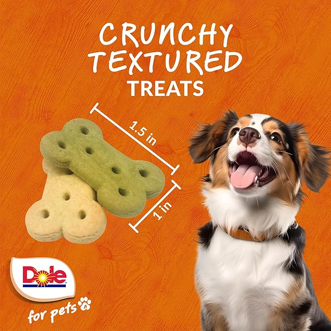 Dole for Pets Freshly Fetched Dog Biscuits, Spinach & Pumpkin Flavor Dog Treats, 7oz | Flavored with Real Veggies, No Wheat, Corn, Soy, Artificial Flavors, Colors, Preservatives, or Animal Products