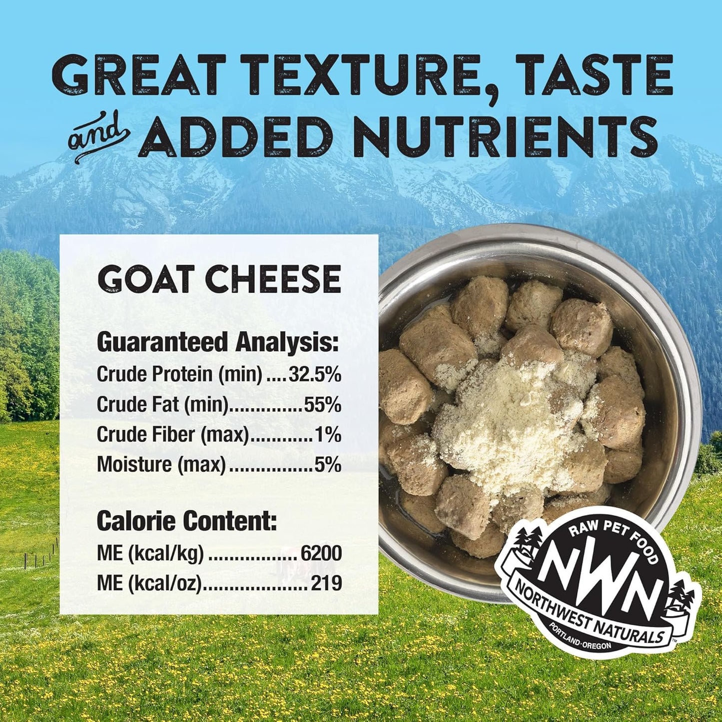 Northwest Naturals Freeze-Dried Goat Cheese Functional Topper - for Dogs & Cats - Healthy, 1 Ingredient, Human Grade Ingredients, All Natural, Proudly Made in USA, 4.5 Oz (Pack of 1)