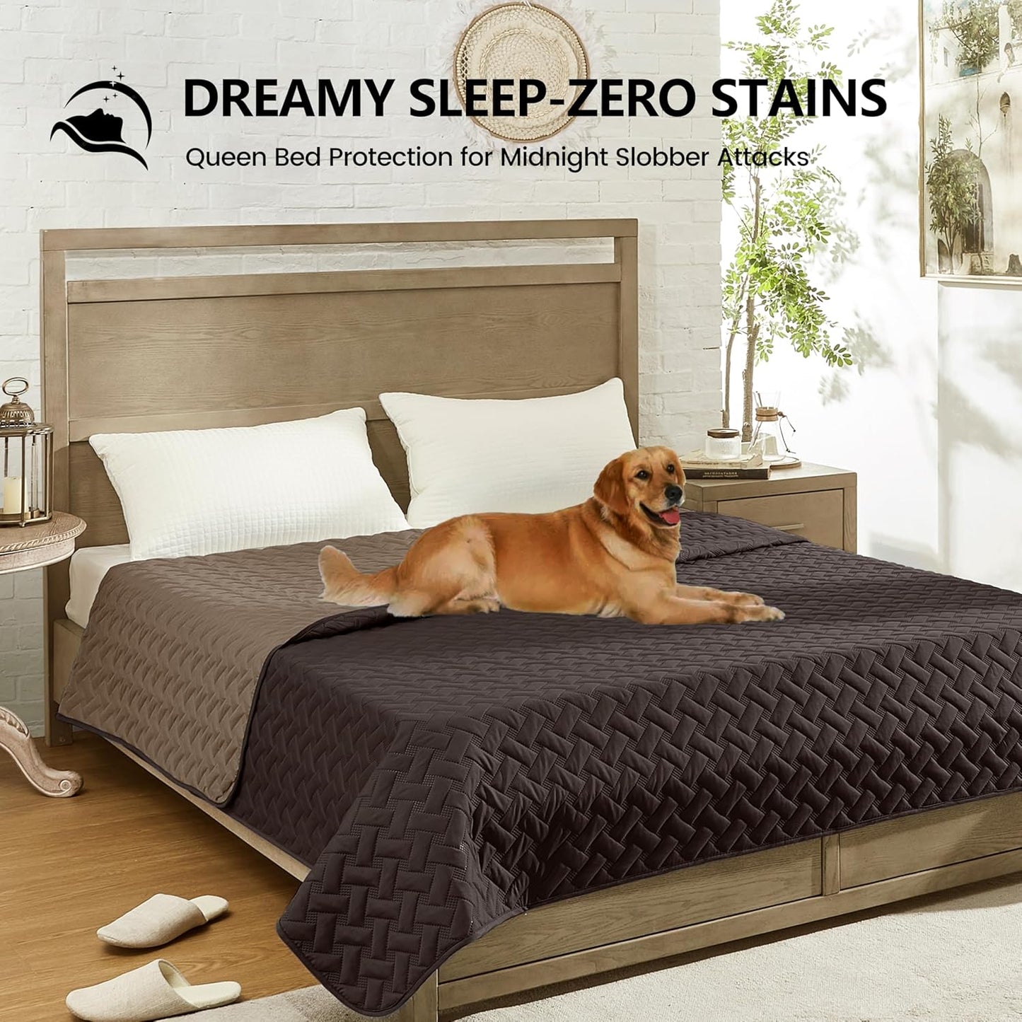 gogobunny 100% Double Sided Waterproof Dog Blanket Soft Pet Bed Cover Reversible Protect Furniture Couch Sofa Car for Puppy Cat (Dark Coffee/Light Coffee, 82x82 Inch (Pack of 1))