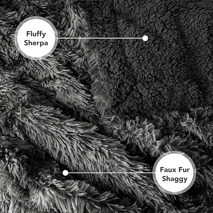 PetAmi Waterproof Dog Blanket for Large Dog, Queen Size Calming Pet Blanket Couch Cover Protector, Sherpa Faux Fur Cat Throw for Sofa Furniture Bed, Soft Fluffy XL, 90x90 Tie-Dye Black