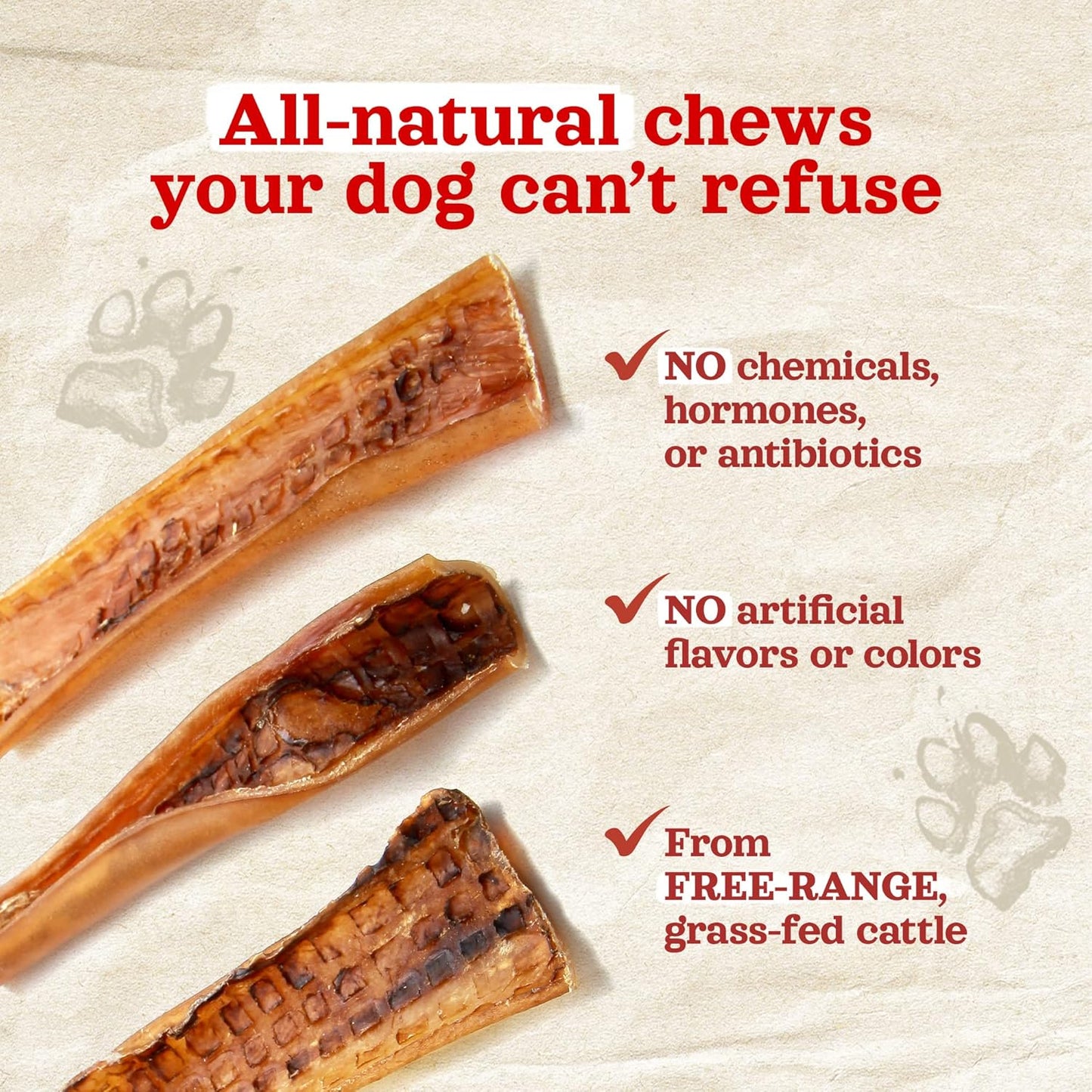 Natural Farm Bully Chips (9-12 Inch, 16 Oz.), Digestible Beef Cheek from Grass-Fed Cows, Non-GMO, Grain-Free, Natural Long-Lasting Dog Chews for Small, Medium & Large Dogs, Great Rawhide Alternative