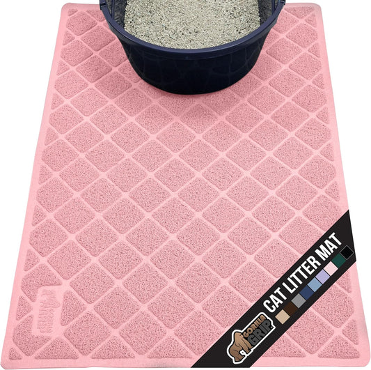 GORILLA GRIP Cat Litter Box Mat, Water Resistant, US Designed Kitty Litter Trapping Mats, Easy to Clean, Scatter Control, Less Mess and Clean Floors, Kitten Supplies for Indoor Cats, 24x17 Light Pink