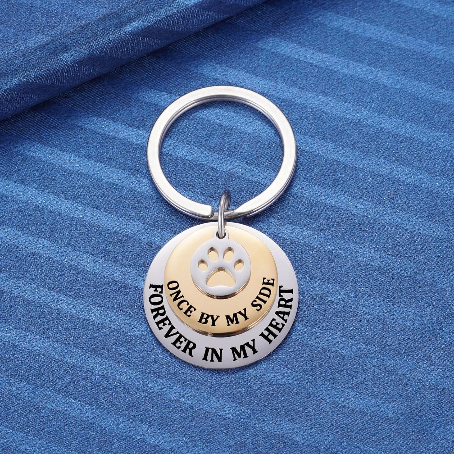 Pet Memorial Keychain Sympathy Gifts, Loss of Dog Cat Fur Baby Forever in My Heart Tri-Layer Remembrance Keyring for a Grieving Pet Owner