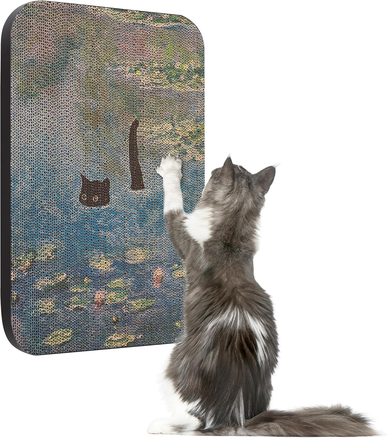 Art Cat Scratcher, Wall-Mountable Cat Scratching Board, Cat Wall Scratcher 16.7x11x1 Inch Cat Scratch Pad and Cat Scratchers for Indoor Cats Toy Furniture Protector（Water Lily Pond）