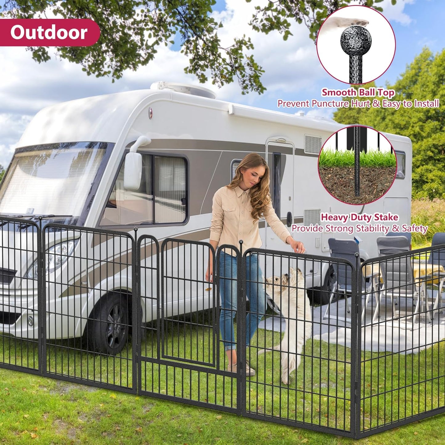 Dog Playpen 32 inch 10 Panels Portable Pet Fence Outdoor for Yard Indoor Dog Pen for Medium/Small Animals, Large Pet Puppy Playpen Heavy Duty Pet Fence for RV Camping, Yard