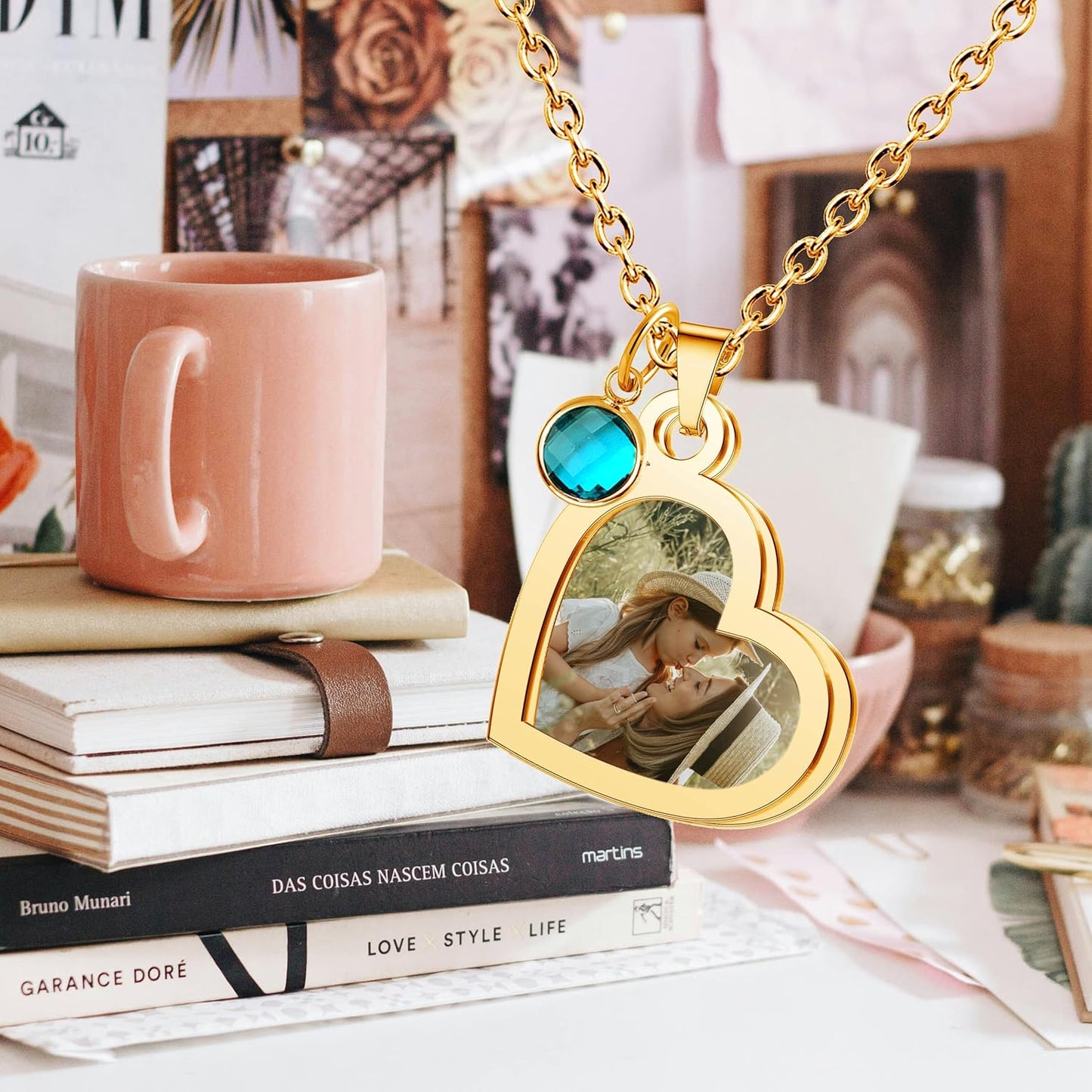 CharmSStory Personalized Photo Necklaces Custom Engraved Name Necklace Memory Keepsake Picture Necklace Pendant Customized Gifts for Women Men