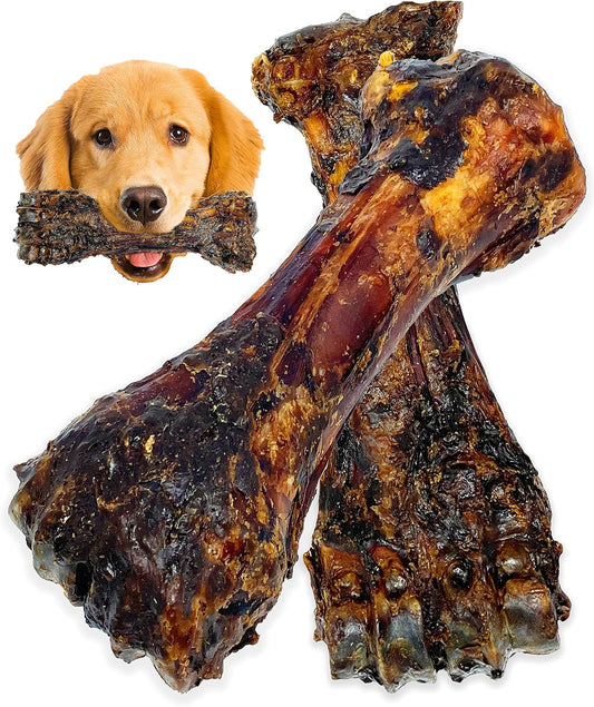 Liver Coated Dog Bones for Aggressive Chewers, Chew Bone for Large Dogs, Beef Shin Large Bone, Long Lasting Dog Bones, 2 Pack
