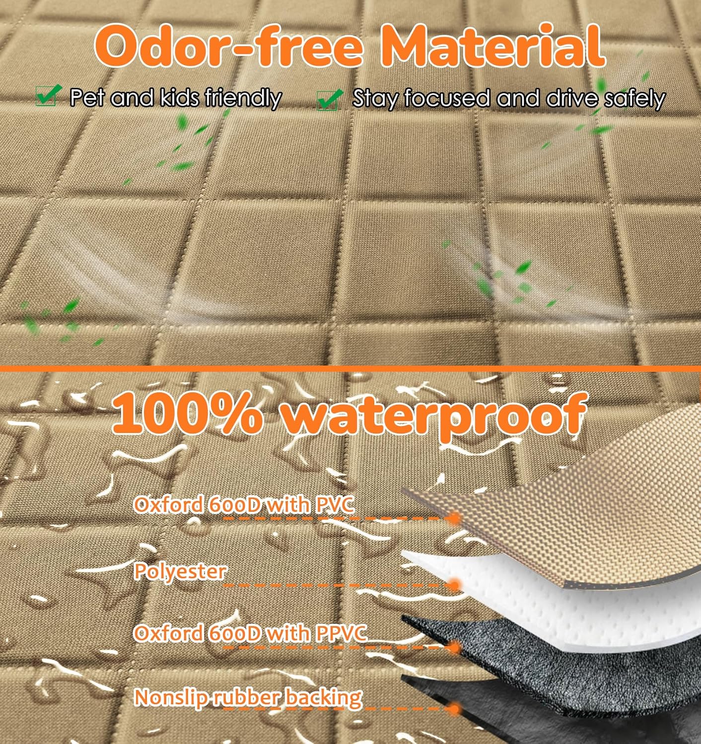 URPOWER Dog Car Seat Cover for Back Seat Waterproof Seat Cover Hammock 600D Heavy Duty Scratch Proof Nonslip Durable Soft Backseat Covers for Cars Trucks and SUVs