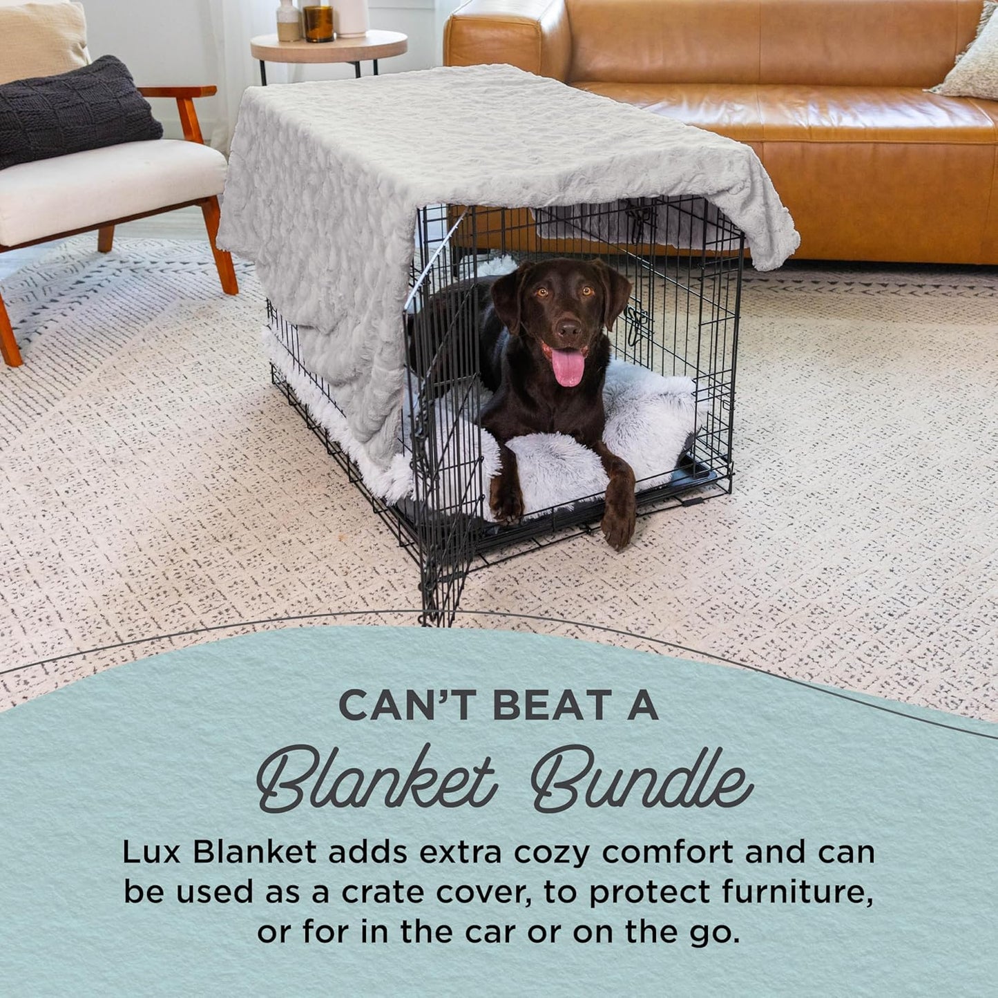 Best Friends by Sheri Bundle Set The Original Calming Lux Donut Cuddler Cat and Dog Bed + Pet Throw Blanket, Gray, Extra Large, 45x45