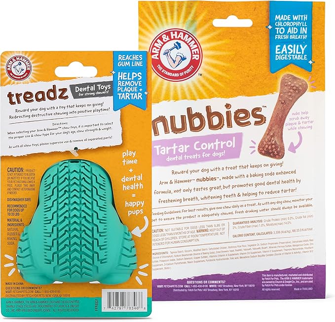 Arm & Hammer for Pets Super Treadz Gorilla Dental Chew Toy for Dogs - Dog Dental Toys Reduce Plaque & Tartar Buildup Without Brushing - Safe for Dogs up to 35 Lbs (Pack of 12)