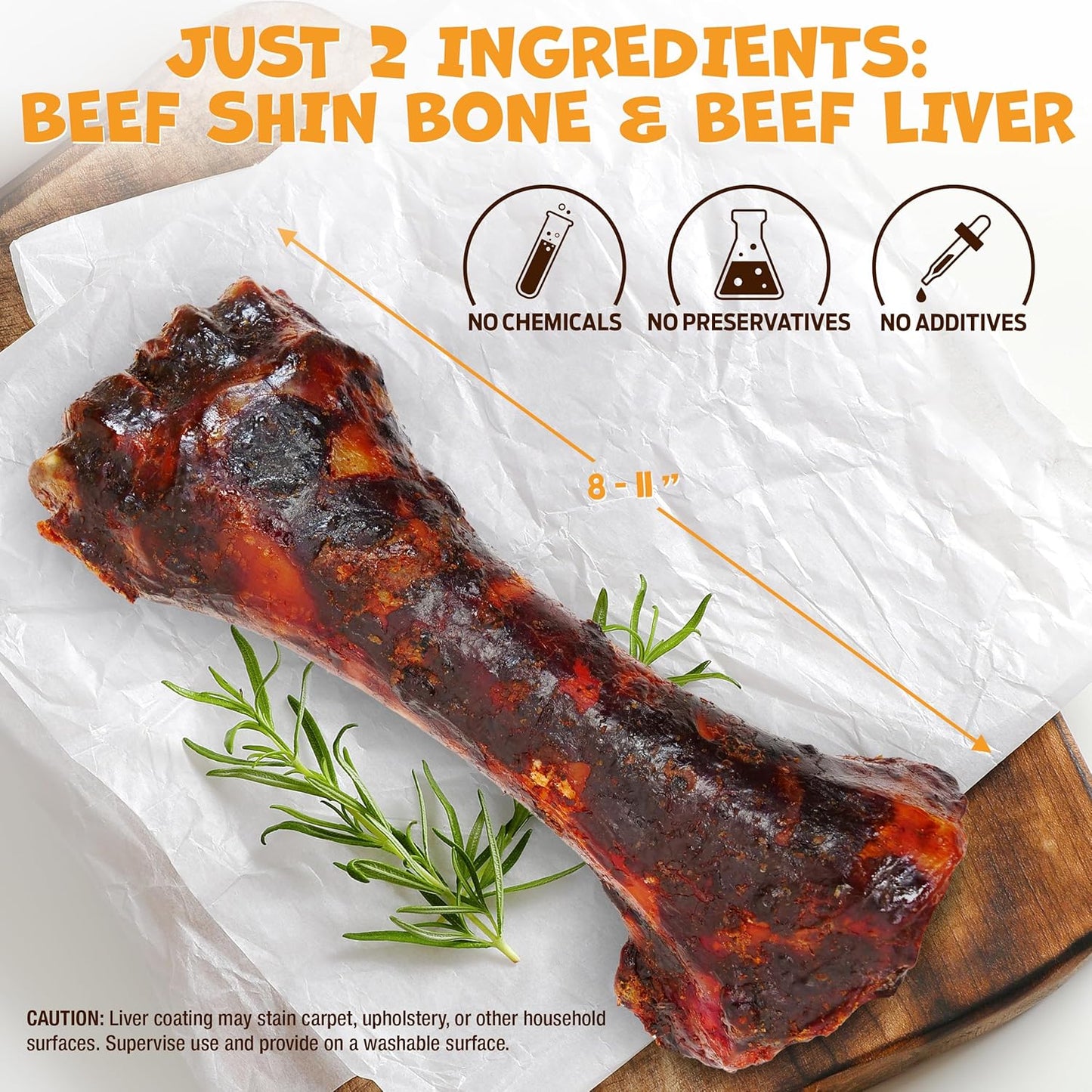 Beef Shin Bones for Dogs - Liver Coated Long Lasting Dog Chews for Aggressive Chewers - Rawhide-Free Big Bones for Large Dogs - Healthy Large Dog Bone (2 Pack)