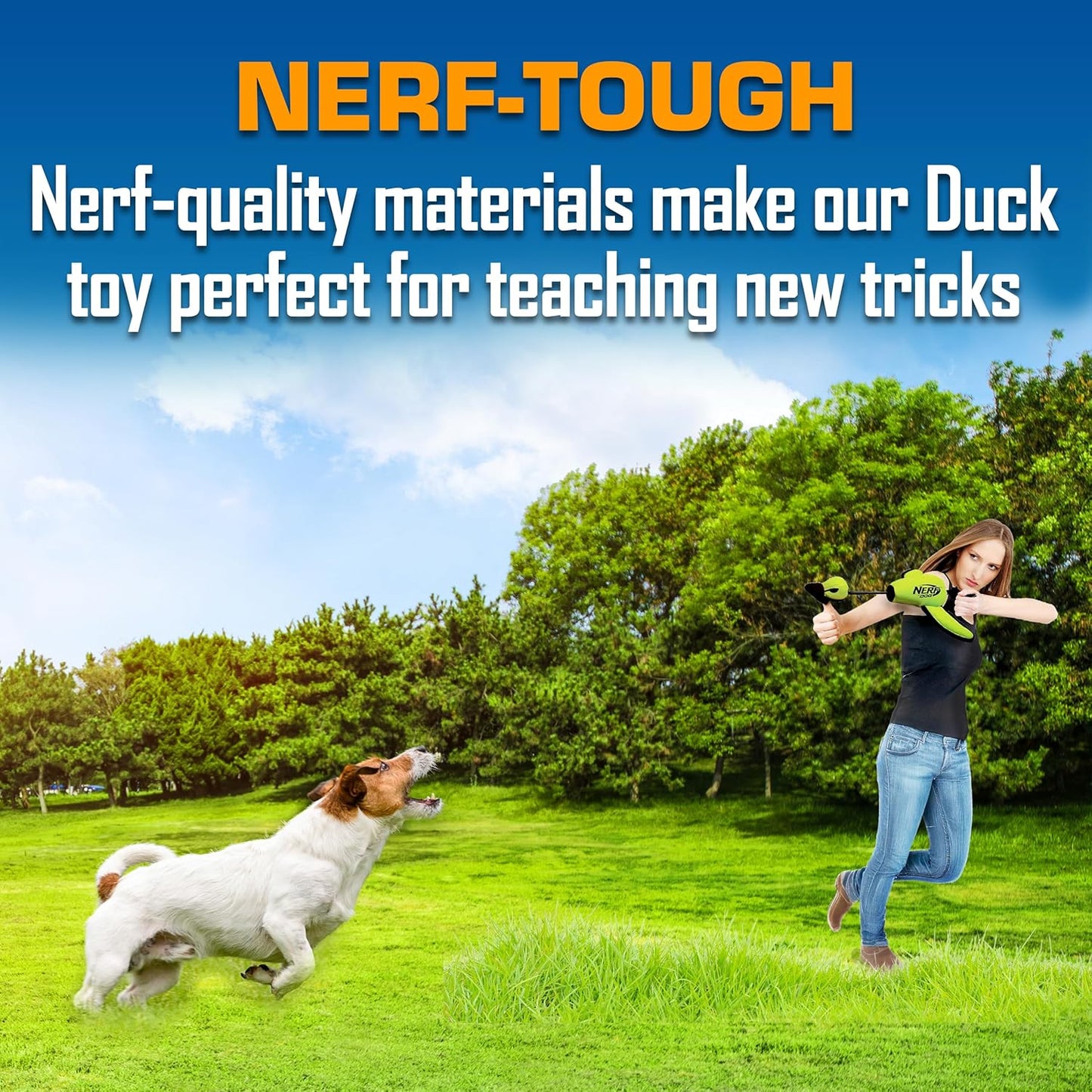 Nerf Dog Trackshot Launching Duck Dog Toy, 16.5 Dog Fetch Toy for Medium and Large Breeds, Green