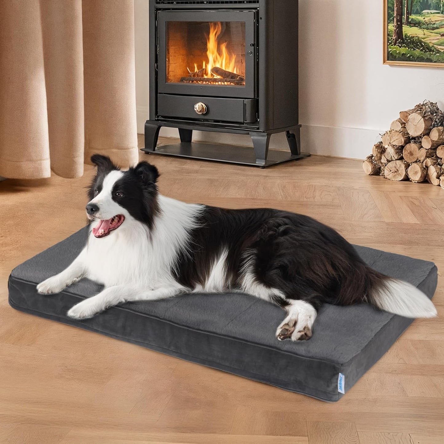 Dog Bed for Large Dog - Orthopedic Pet Beds with Memory Foam, Waterproof Removable Washable Cover with Non-Slip Bottom, Grey, 35" L x 23" W x 3" H