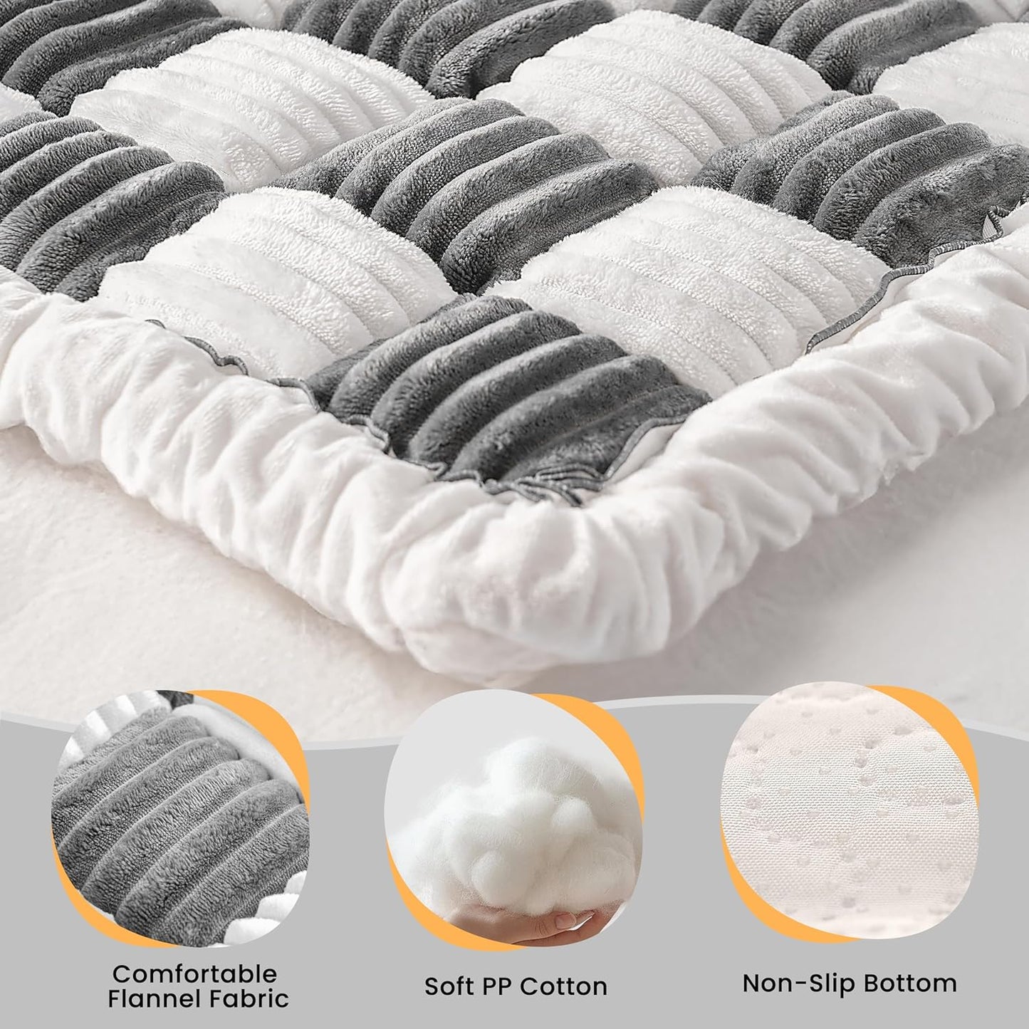 Backseat Dog Bed Mat for Car, Non-Slip Dog Bed for Car Back Seat, Soft & Cozy Dogs Blanket, Washable Travel Pet Mat Seat Protector for Cars, SUVs, Trucks (Grey/White, 59"L x 27.5"W x 1.5"Th)